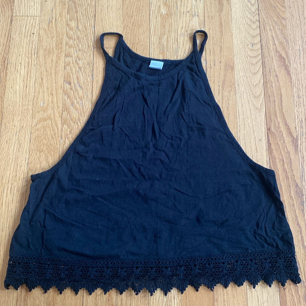 Wild Pearl Boho Black Lace Crop Top